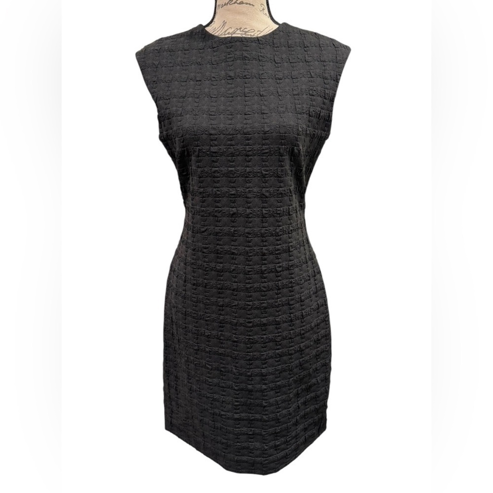 Theory Cap Sleeve Shift Dress Checkered Textured Women’s Size 6 - Picture 2 of 11